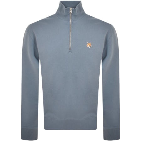 Product Image for Maison Kitsune Half Zip Sweatshirt Blue