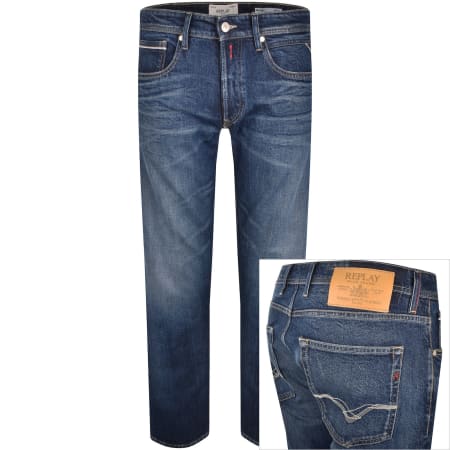 Product Image for Replay Grover Straight Fit Jeans Mid Wash Blue
