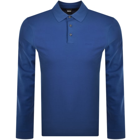 Product Image for BOSS Pado 30 Long Sleeved Polo T Shirt Blue