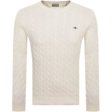 Product Image for Gant Classic Cotton Cable Knit Jumper Cream