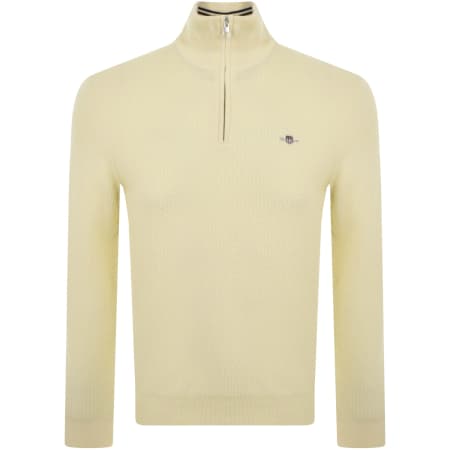 Product Image for Gant Half Zip Textured Knit Jumper Cream