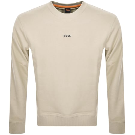 Product Image for BOSS We Small Crew Neck Sweatshirt Beige