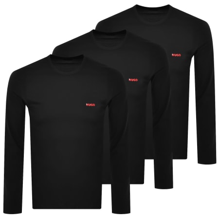 Product Image for HUGO 3 Pack Long Sleeve T Shirts Black