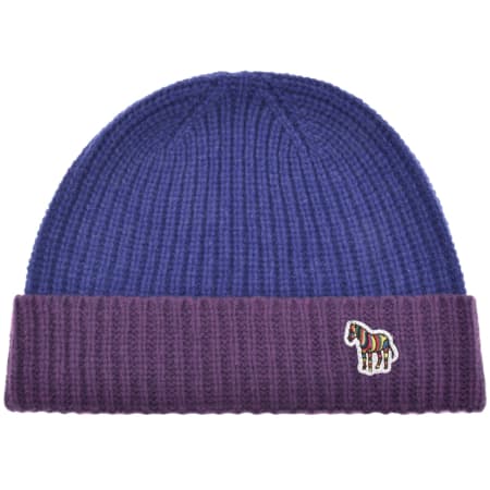 Product Image for Paul Smith Rib Zebra Lambswool Beanie Hat Blue