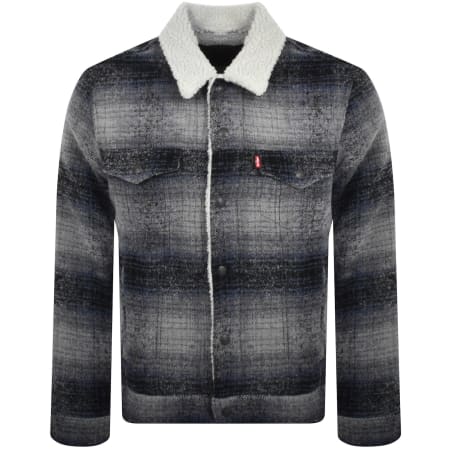 Product Image for Levis Plaid Sherpa Trucker Jacket Grey