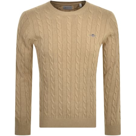 Product Image for Gant Classic Cotton Cable Knit Jumper Brown