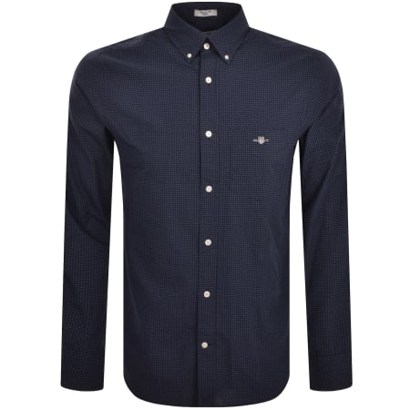 Product Image for Gant Micro Print Poplin Long Sleeved Shirt Navy