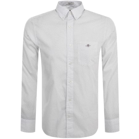 Product Image for Gant Micro Print Poplin Long Sleeved Shirt White