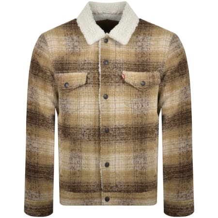 Product Image for Levis Plaid Sherpa Trucker Jacket Beige