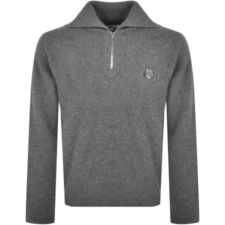 Product Image for Maison Kitsune Bold Fox Head Half Zip Jumper Grey