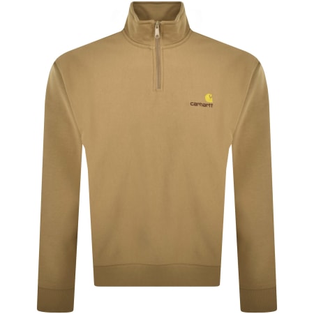 Product Image for Carhartt Half Zip Script Logo Sweatshirt Brown