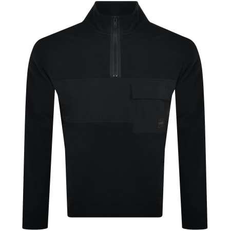 Product Image for BOSS Ze Nylonhem Quarter Zip Sweatshirt Black