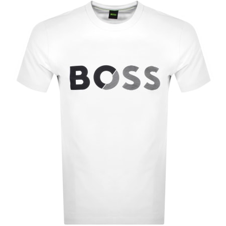 Product Image for BOSS Tee Tape Logo Regular Fit T Shirt White