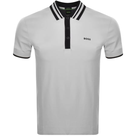Product Image for BOSS Paule Tape Slim Fit Polo T Shirt Grey