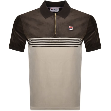 Product Image for Fila Vintage Lennox Striped Velour Polo Brown