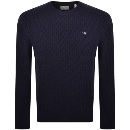 Product Image for Gant Classic Textured Cotton Knit Jumper Navy