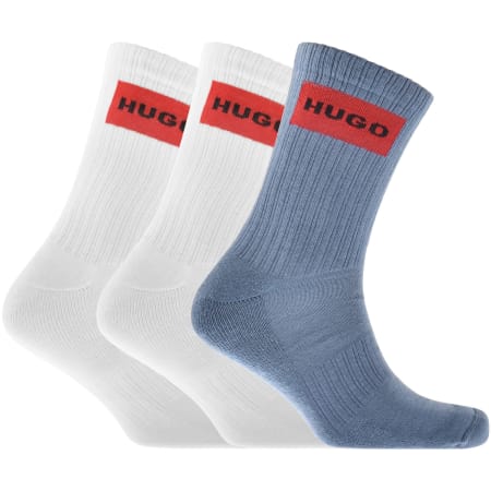 Product Image for HUGO 3 Pack Rib Label Logo Socks