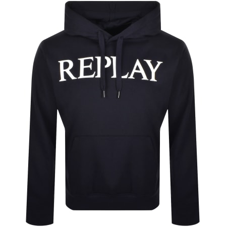 Product Image for Replay Logo Hoodie Navy