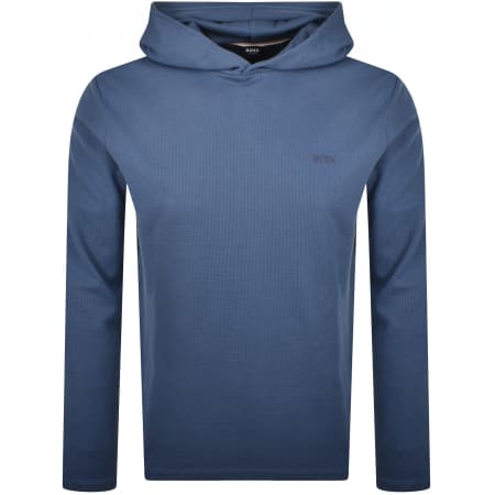 Product Image for BOSS Waffle Long Sleeve Hooded T Shirt Blue