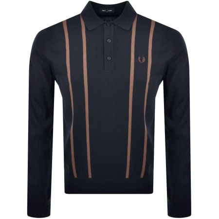 Product Image for Fred Perry Long Sleeved Stripe Polo T Shirt Navy