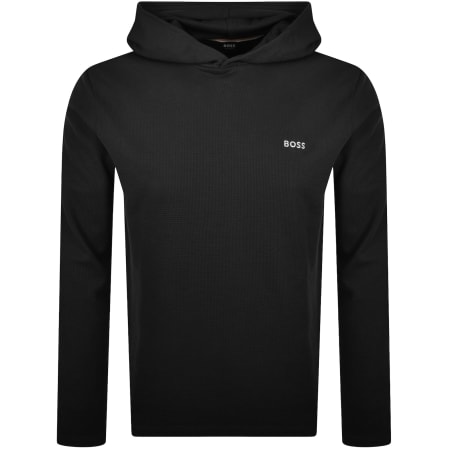 Product Image for BOSS Waffle Long Sleeve Hooded T Shirt Black