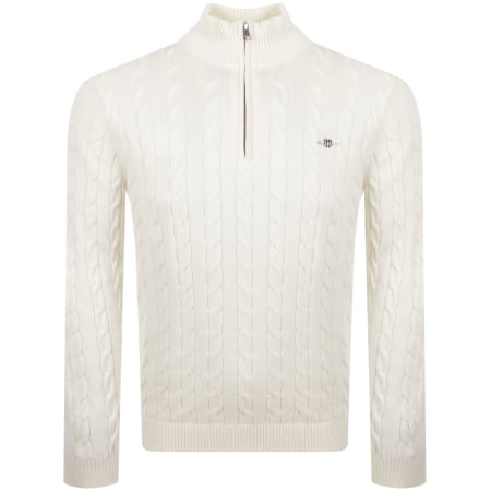 Product Image for Gant Cable Knit Half Zip Jumper Cream