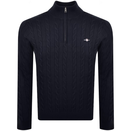 Product Image for Gant Cotton Cable Knit Half Zip Jumper Navy