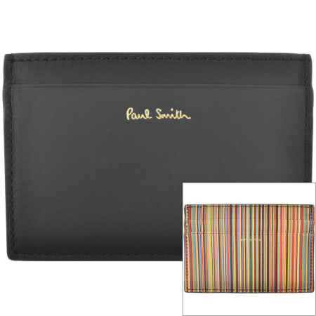 Product Image for Paul Smith Striped Leather Card Holder Black