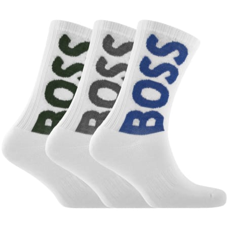 Product Image for BOSS 3 Pack Logo Socks White