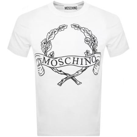 Product Image for Moschino Embroidered Laurel Crown T Shirt White