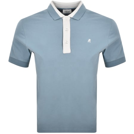 Product Image for Replay Short Sleeved Logo Polo T Shirt Blue
