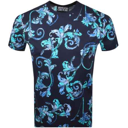 Product Image for Versace Jeans Couture All Over Print T Shirt Navy