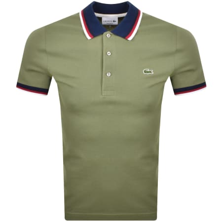 Product Image for Lacoste Stripe Collar Polo T Shirt Khaki