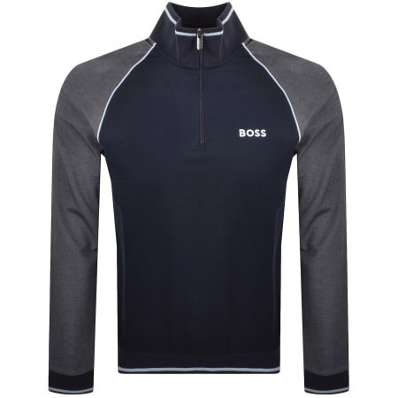 Product Image for BOSS Quarter Zip Sweatshirt Navy
