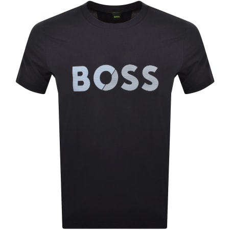 Product Image for BOSS Tee Tape Logo Regular Fit T Shirt Navy