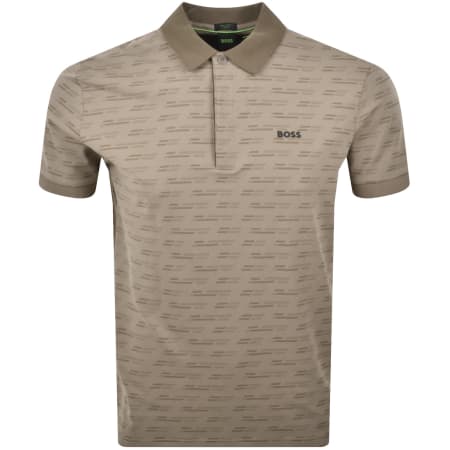 Product Image for BOSS Paddy Tape All Over Polo T Shirt Brown