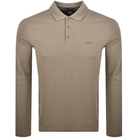Product Image for BOSS Plisy Long Sleeve Polo T Shirt Brown