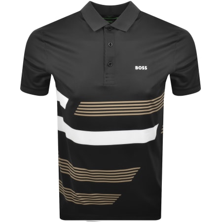 Product Image for BOSS Paddy Tape Print Polo T Shirt Black