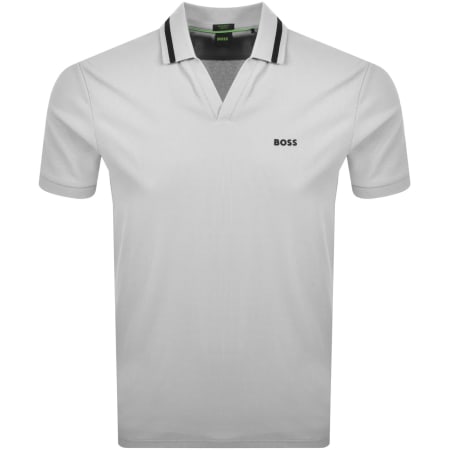 Product Image for BOSS Palle Tape Ribbed Polo T Shirt Grey