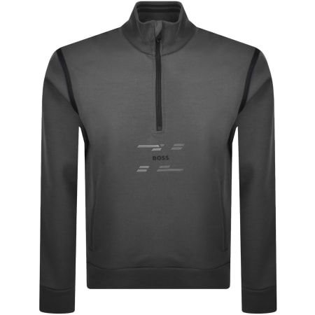 Product Image for BOSS Quarter Zip Tape Sweatshirt Grey