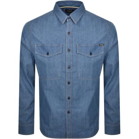 Product Image for Replay Denim Look Long Sleeved Shirt Blue