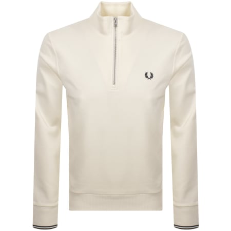Product Image for Fred Perry Half Zip Sweatshirt Ecru