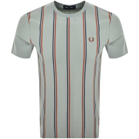 Product Image for Fred Perry Stripe Crepe Pique T Shirt Silver Blue