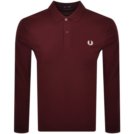 Product Image for Fred Perry Long Sleeved Polo T Shirt Burgundy