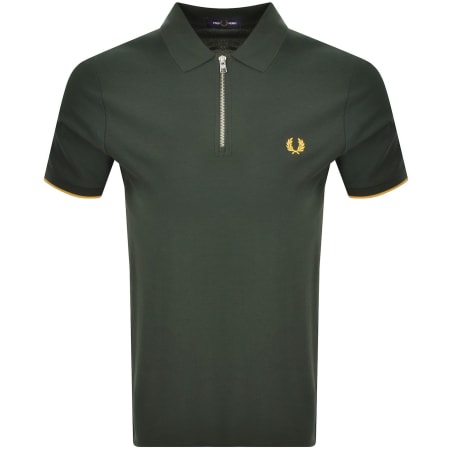 Product Image for Fred Perry Zip Neck Crepe Polo T Shirt Green