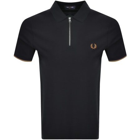 Product Image for Fred Perry Zip Neck Crepe Polo T Shirt Navy