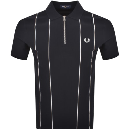 Product Image for Fred Perry Quarter Zip Polo T Shirt Navy