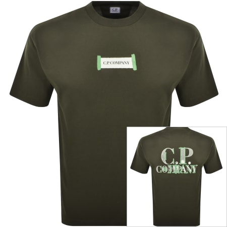 Product Image for CP Company Jersey Logo T Shirt Green