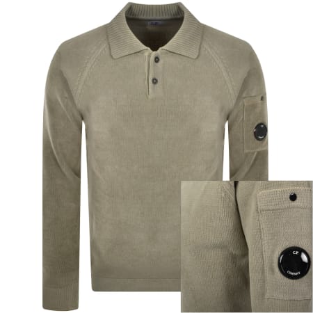 Product Image for CP Company Chenille Polo Jumper Vintage Khaki