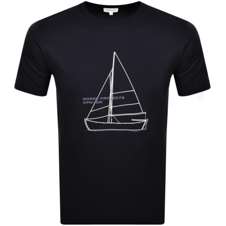 Product Image for Norse Projects Holger Boat Print T Shirt Navy
